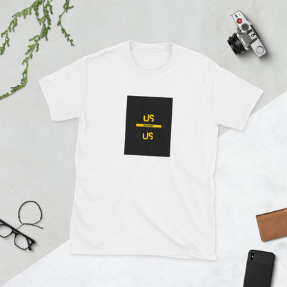 White crewneck graphic t-shirt with black square &