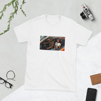 Graphic tee in white with rectangular photo-style front print