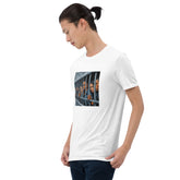 White graphic crew-neck T-shirt with centered front photo print