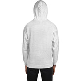 Light gray unisex pullover hoodie with hood and front kangaroo pocket