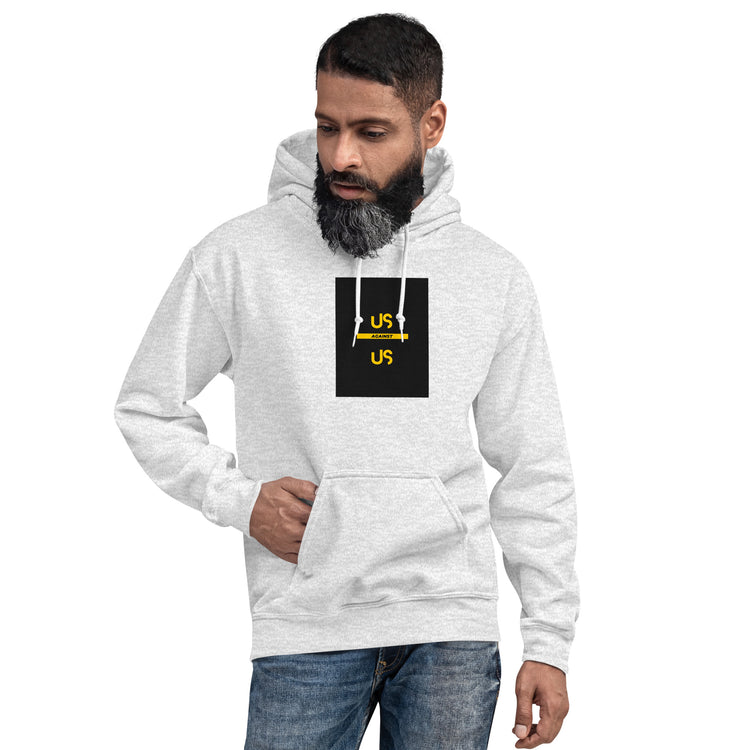 Unisex hoodie in light gray, pullover with hood and front kangaroo pocket