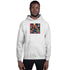 Light gray unisex hoodie with centered front graphic print and front kangaroo pocket