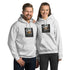 Unisex hoodie, light gray with front graphic print and pullover hood pockets