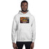 Light gray unisex hoodie with front graphic logo and kangaroo pocket