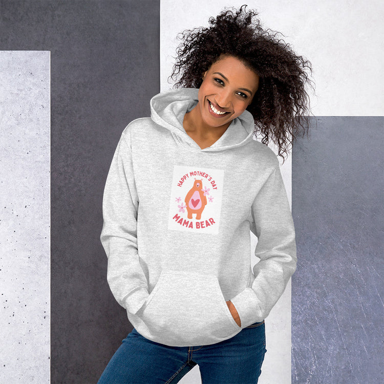Light gray heather unisex hoodie with hood, front graphic, and kangaroo pocket