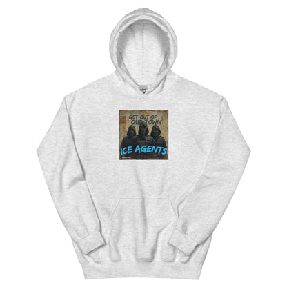 Light gray hoodie with front graphic print and pullover hood