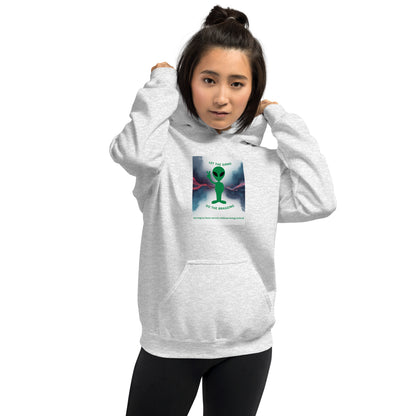 Light gray pullover hoodie with front graphic, hood, and kangaroo pocket