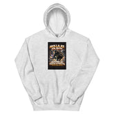 Light gray pullover hoodie with center front graphic print