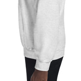 Light gray unisex hoodie bottom hem and cuffs with kangaroo pocket