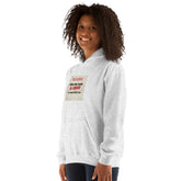 Sport Grey hoodie front view with graphic patch and kangaroo pocket.