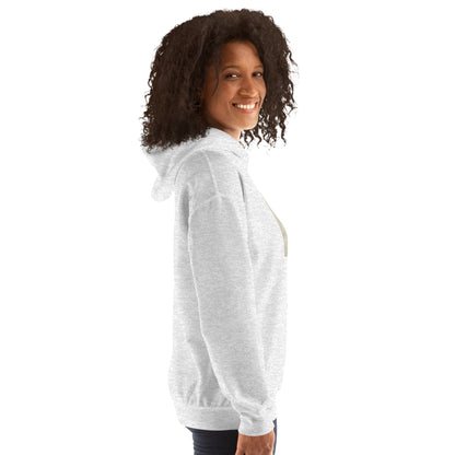 White unisex hoodie with hood, side view