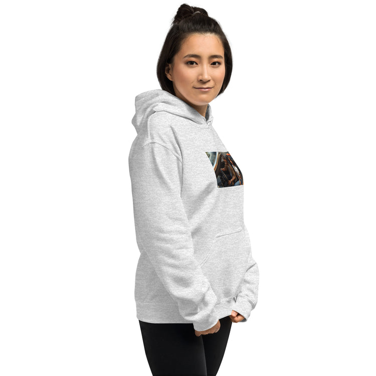 Light gray unisex hoodie, front view, with hood and kangaroo pocket