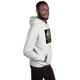 Light gray unisex hoodie with chest graphic print, hood and front pocket