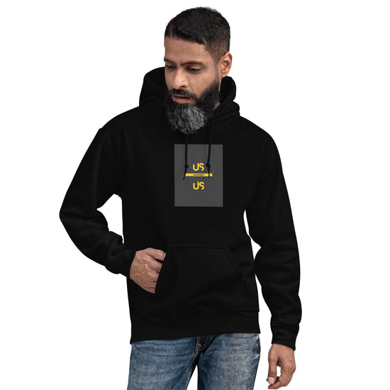 Unisex hoodie in black, pullover with hood and front kangaroo pocket