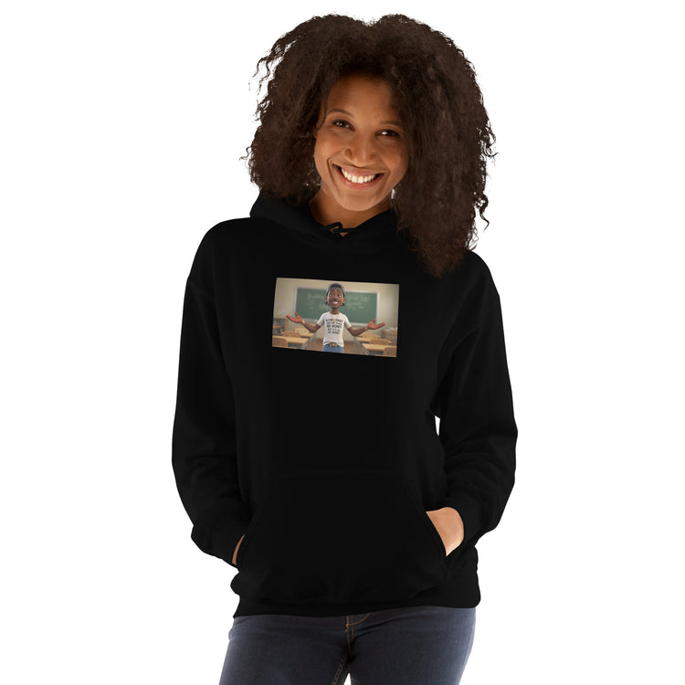 Unisex hoodie (Black) with front graphic, kangaroo pocket and drawstring hood