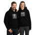 Unisex hoodie in black with front logo graphic, pullover hood, and kangaroo pocket