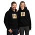 Unisex-Hoodie schwarz mit großem Frontdruck und Kängurutasche