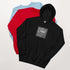 Black hoodie mit Frontdruck, Kapuze und Kängurutasche