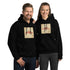 Unisex black streetwear hoodie with front “AMERICA” graphic print, kangaroo pocket.