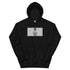 Black unisex pullover hoodie with centered graphic print and kangaroo pocket