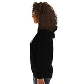 Black unisex hoodie side view, hooded sweatshirt with kangaroo pocket
