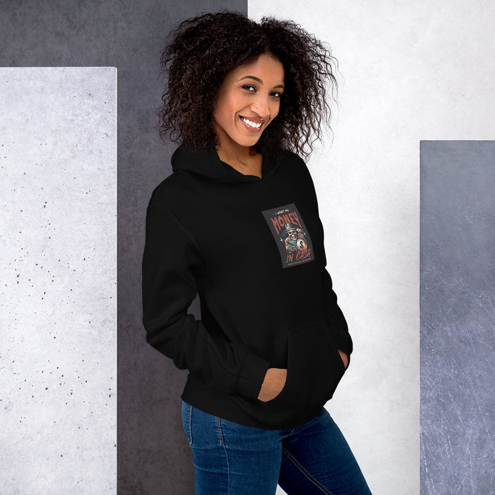 Black unisex hoodie with &