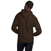 Dark brown unisex hoodie back view with hood and kangaroo pocket