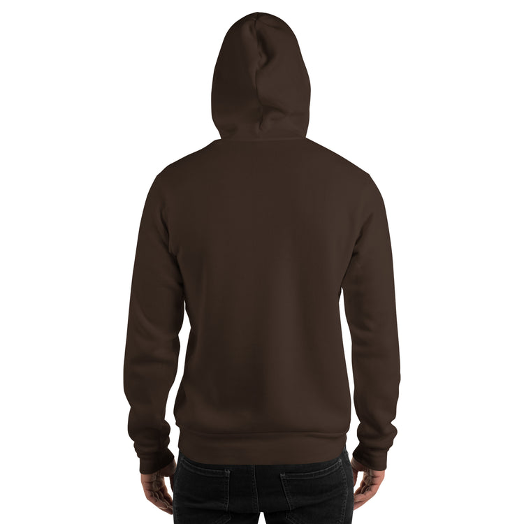 Dark chocolate unisex hoodie with back view hood and long sleeves