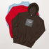 Dunkelbrauner Hoodie mit Frontdruck „LYRIC“, Kapuze und Kängurutasche
