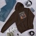 Unisex hoodie in Dark Chocolate with front hood and chest graphic print