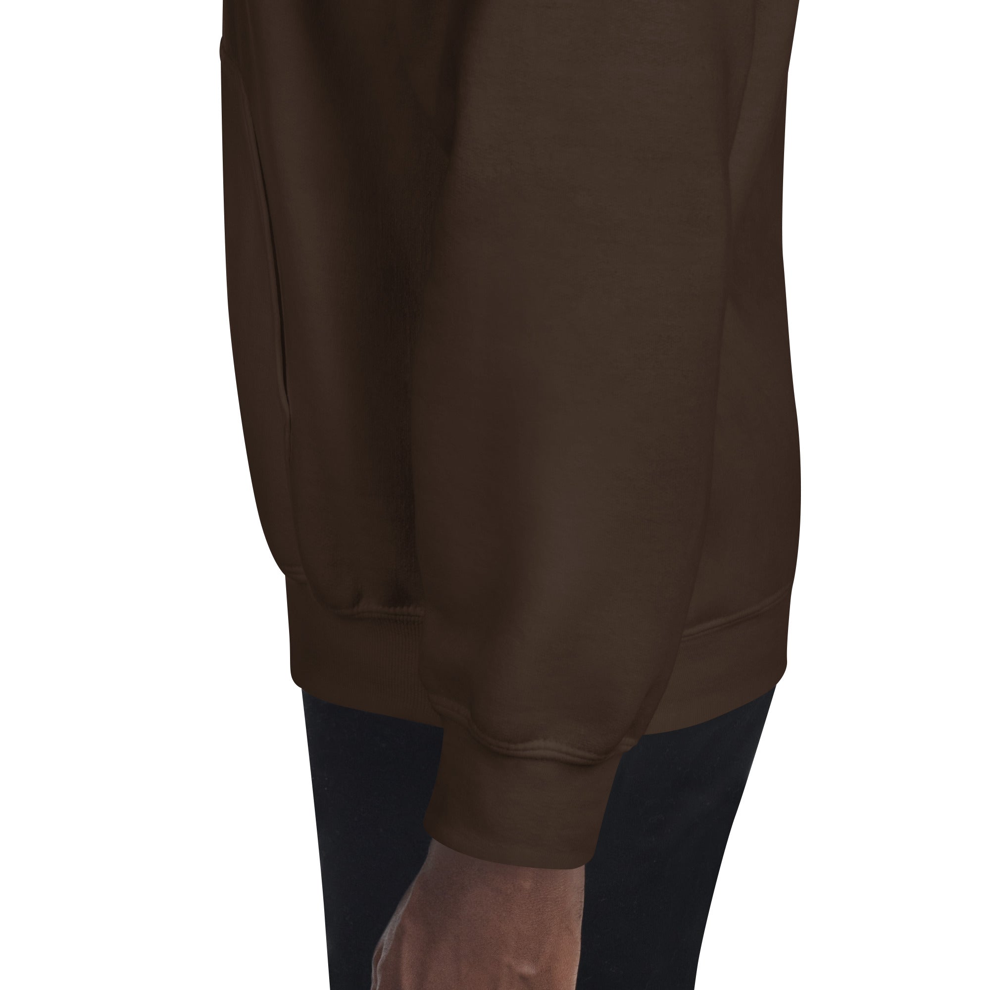 Dark Chocolate unisex hoodie, ribbed cuffs and hem, kangaroo pocket