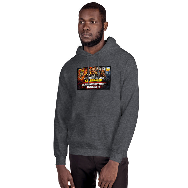 Dark heather gray unisex hoodie with front graphic print and kangaroo pocket