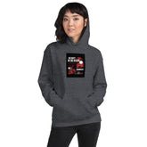 Unisex pullover hoodie, dark heather gray, front graphic print and kangaroo pocket