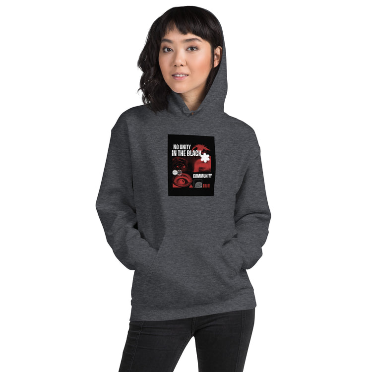 Unisex pullover hoodie, dark heather gray, front graphic print and kangaroo pocket