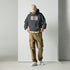Unisex dark heather hoodie with hood and front kangaroo pocket