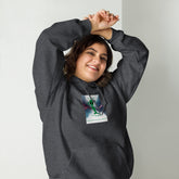 Sport grey unisex hoodie with chest graphic, hood with drawstrings, and front pouch pocket
