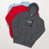 Dark gray hoodie with front graphic label reading “LYRIC”