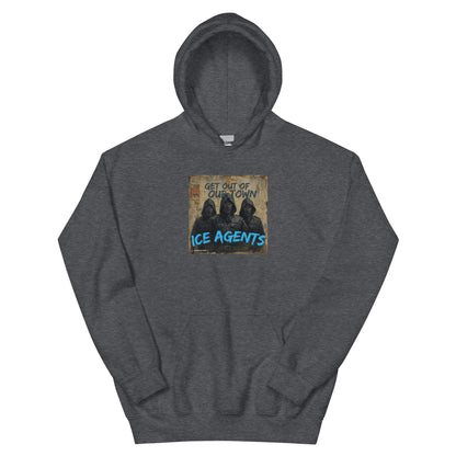 Charcoal pullover hoodie with front graphic print and adjustable hood