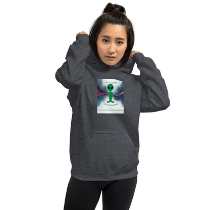Dark heather gray pullover hoodie with hood and front pouch pocket, featuring chest artwork