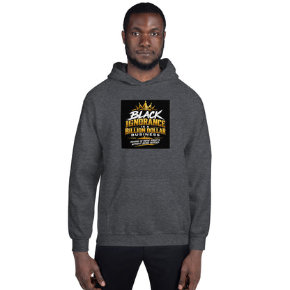 Dark heather gray unisex pullover hoodie with hood and front graphic