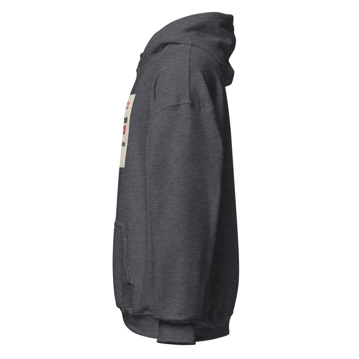 Dark heather gray unisex pullover hoodie with kangaroo pocket and hood