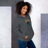 Dark heather gray unisex hoodie with front “ICE AGENTS” print and hood