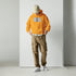 Unisex gold hoodie with hood and front kangaroo pocket