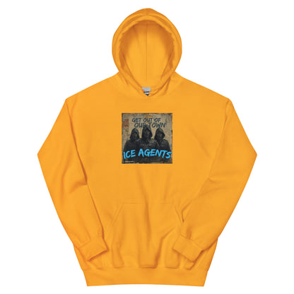 Orange hoodie with front graphic print and pullover hood