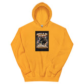 Gold pullover hoodie with center front graphic print