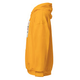 Gold unisex pullover hoodie with kangaroo pocket and drawstring hood