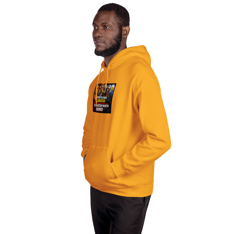 Orange unisex hoodie with hood and front chest graphic