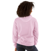 Light Pink hoodie back view with adjustable hood and kangaroo pocket.