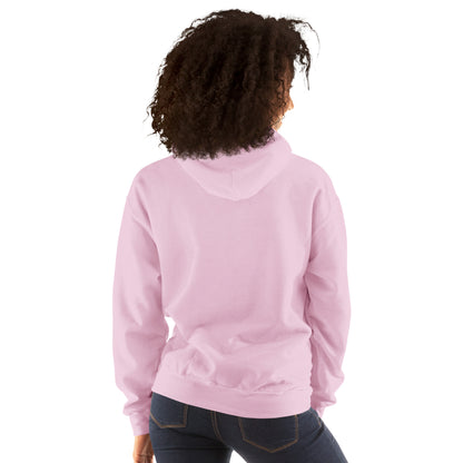 Light Pink hoodie back view with adjustable hood and kangaroo pocket.