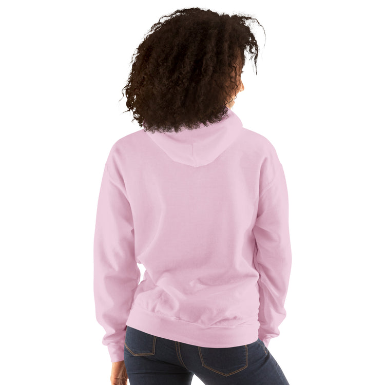 Light Pink hoodie back view with adjustable hood and kangaroo pocket.